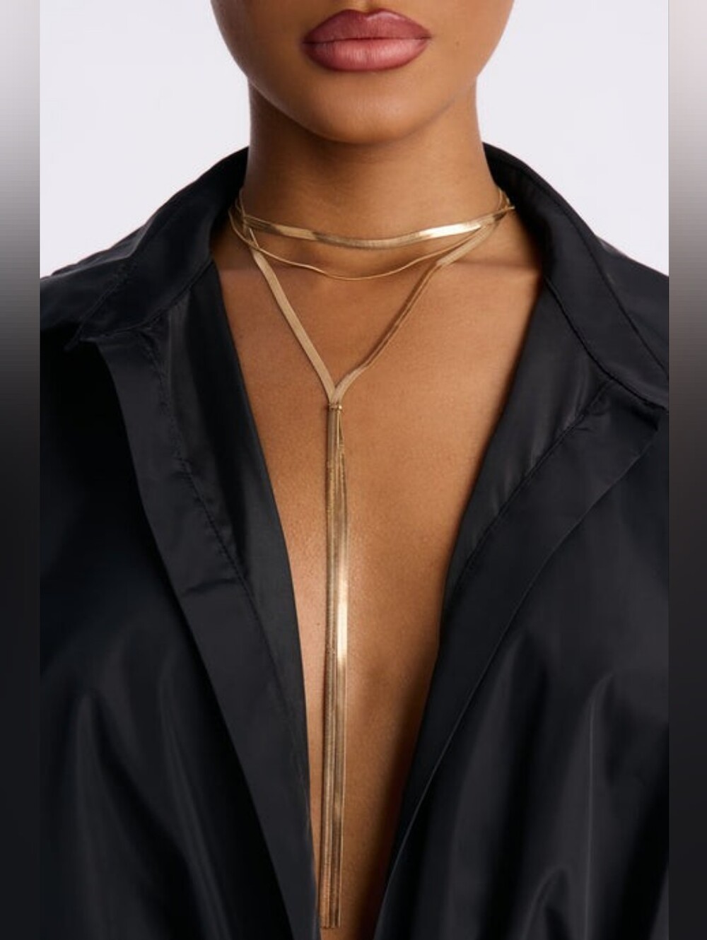 FASHION NOVA HERRINGBONE  SNAKE LARIAT NECKLACE NWT